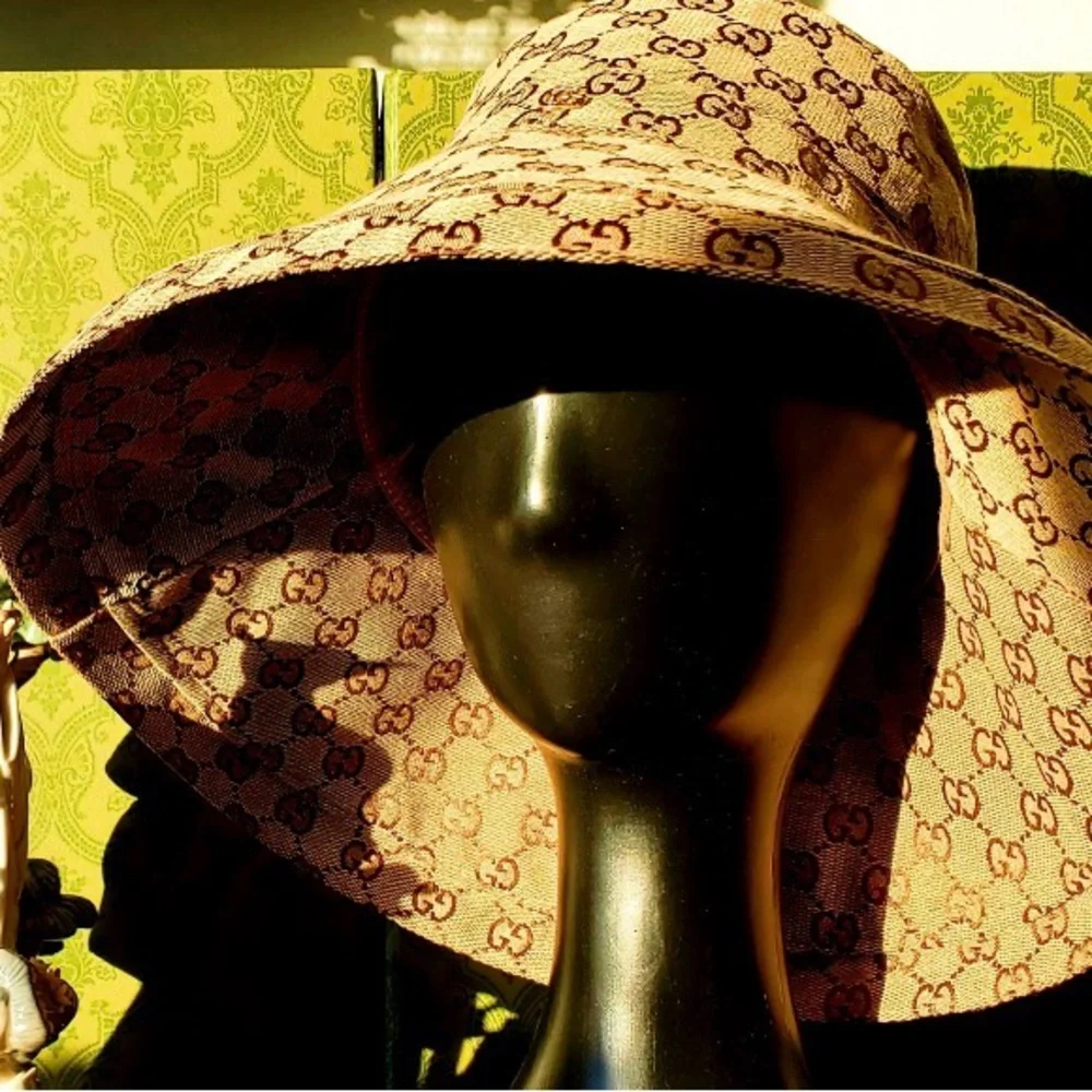 Gucci Beige GG Monogram Bucket Hat Wide Large Brim Tan Canvas Jacquard Logo - Picture 7 of 16